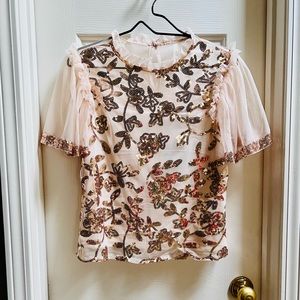 Marc New York Gold shimmer lace top